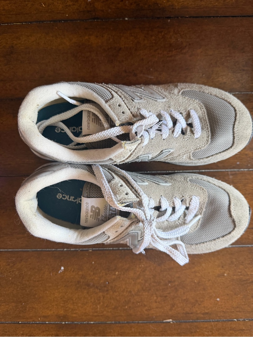 New Balance Beige/Tan Women's Suede Mesh Sneakers - Picture 2 of 6